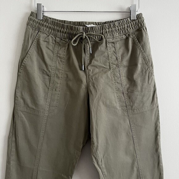 Garnet Hill Olive Green Salt Washed Chino Jogger Pants size S Pima Cotton - Picture 4 of 14